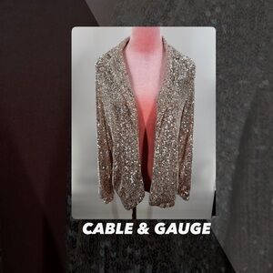 EUC Cable & Gauge Sequin Open Front Blazer